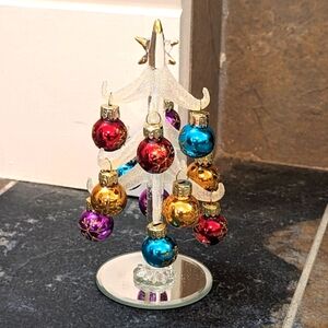 Art Glass Tree With Blown Glass Ornaments In Original Box LS Arts